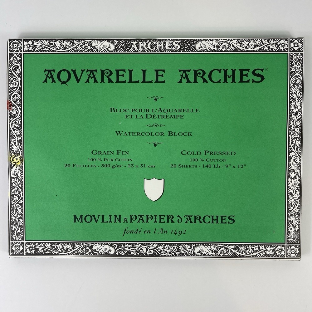 Arches Aquarelle 9" x 12" Watercolor Block 140lb Cold Pressed Cotton Sheets READ